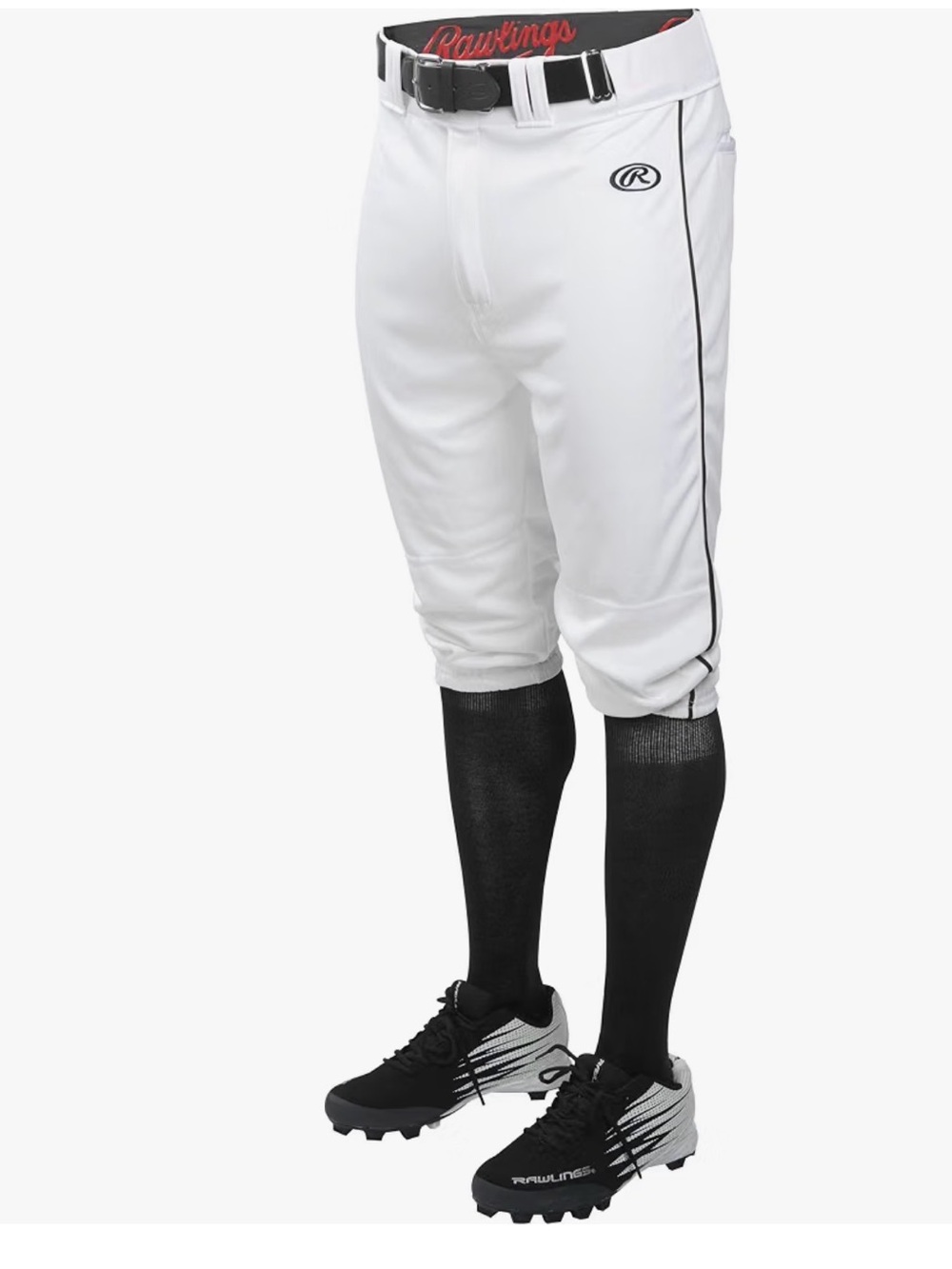 Rawlings Men’s White Athletic Baseball Pants with Black Trim